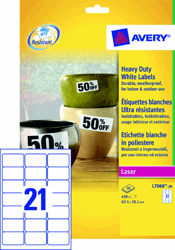 ETIKET AVERY L7060-20 63.5X38.1MM POLYESTER 420ST artikel afbeelding
