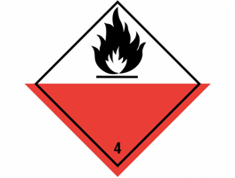 Gevarenetiket A102, 100X100mm wit opdruk zwart-rood. Klasse 4