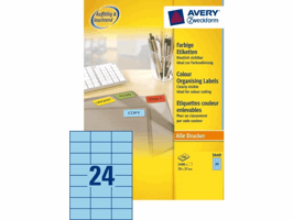 Etiket Avery Zweckform 3449 70x37mm blauw 2400stuks