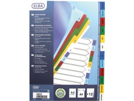 Elba Strong-Line voorbedrukt tabblad, polypropyleen, 12-delig, A4, assorti