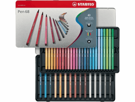 Viltstift STABILO Pen 68/40 Arty medium assorti blik à 40 stuks