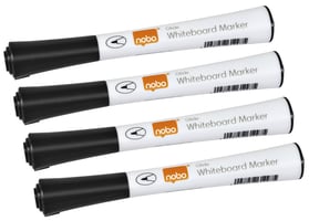 Viltstift Nobo whiteboard Glide fijn zwart 1mm 4st
