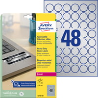 Etiket Avery Zweckform L6129-20 rond 30mm zilver 960stuks