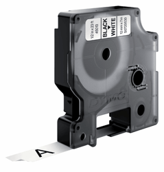 Dymo D1 labeltape 12mmx7m zwart op wit 45013 artikel afbeelding