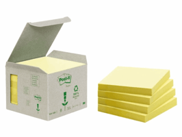 Memoblok Post-it 654-1B 76x76mm recycled geel