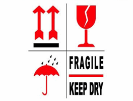 Gevarenetiketten 8x10cm Fragile - Keep dry