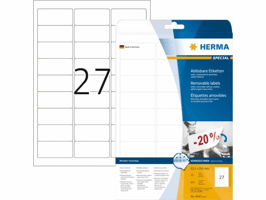 Etiket HERMA 4347 63.5x29.6mm verwijderbaar wit 675 etiketten