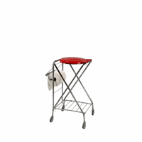 Hygiënische afvalzakstandaard voor inhoud 120 l, bevestigingsframe rond rood, hoogte 1020 mm