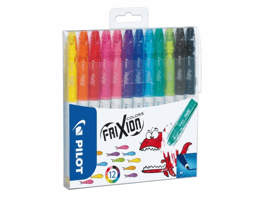 Viltstift PILOT friXion Colors medium assorti etui à 12 stuks
