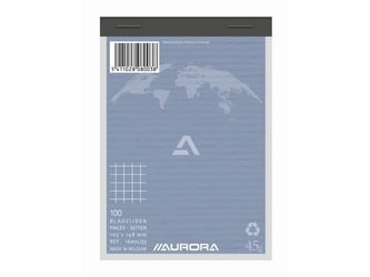 AURORA Schrijfblok A6, Gerecycled, Geruit 5 mm, Groen (pak 10 stuks)