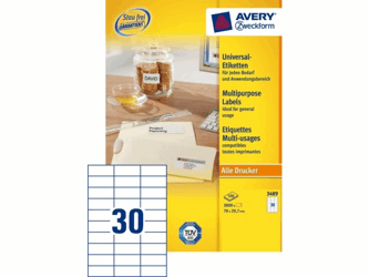 ETIKET AVERY ZWECK 3489 70X29.7MM 3000ST artikel afbeelding