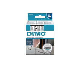 Dymo D1 Labelcassette, 12 mm x 7 m, Zwart op Transparant