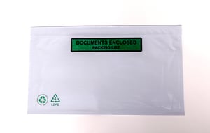 Zelfklevende Paklijst Enveloppen LDPE 60% Recycled, DL, 225x122, Documents enclosed (groen zwarte print)