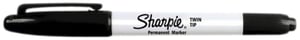 Viltstift Sharpie twin tip rond 0.5mm en 0.9mm zwart blister à 1 stuk