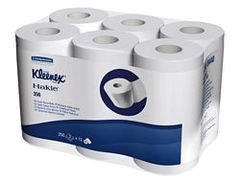 Kimberly Clark Kleenex Hakle 350 toiletpapier, 3-laags, 350vel per rol, afmeting 95x213mm kleur wit. Verpakt per 3x12rol