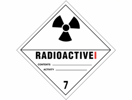 Gevarenetiket A111, 100X100mm wit opdruk zwart-rood. Klasse 7 Radioactive I