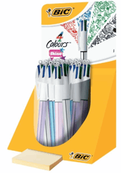 BALPEN BIC 4KLEUREN SHINE ZILVER/PAARS/ROZE/BLAUW artikel afbeelding
