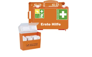 EHBO-koffer, met pleisterdispenser en wandhouder, oranje