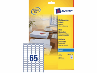 ETIKET AVERY J8651-25 38.1X21.2MM 1625ST artikel afbeelding