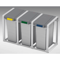 Afvalbaksysteem voor kringloopmateriaal ProfiLine Eco, flexibel inhoud 3x38 l, b x h x d = 1065x560x395 mm 3-voudig station