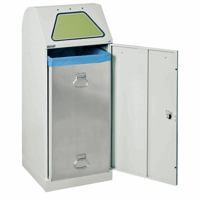 Systeemafvalbak voor kringloopmateriaal MODUL VARIO inhoud 75 l met binnenbak, grijs aluminium / structuur