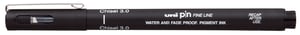 Fineliner Uni-ball Pin beitelpunt 3mm zwart