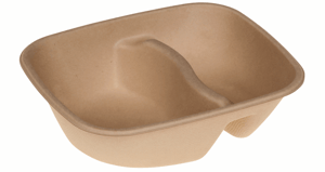 Suikerriet bowl rechthoek 780ml/19,5x17x5cm 2-vaks, kleur bruin