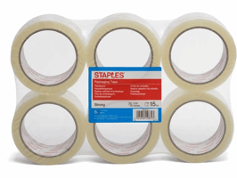 Staples Verpakkingstape PP - acryllijm 50 mm x 66 m, transparant (pak 6 x 66 meter)