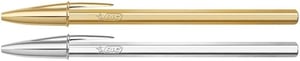 Balpen BIC Cristal medium goud en zilver