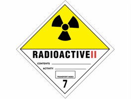 Gevarenetiket A112, 100X100mm wit opdruk zwart-rood-geel. Klasse 7 Radioactive II