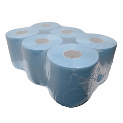 Midi poetspapier Euro cellulose blauw verlijmd. 2 laags,150 meter x 20 cm. artikel afbeelding