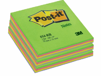 Post-it® Notitieblok Regenboogkleuren 76 x 76 mm, spring (pak 12 blokken) artikel afbeelding