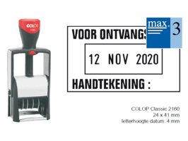 Woord-datumstempel Colop 2160 personaliseerbaar 24x41