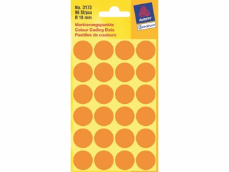 ETIKET AVERY ZWECK 3173 18MM LICHTORANJE 96ST artikel afbeelding