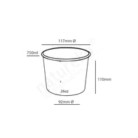 Kraft/PLA soepbeker 26oz/750ml/117mmØx110mm