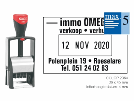 Woord-datumstempel Colop 2360 personaliseerbaar 30x45
