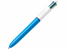 BiC 4 Colours™ pen met kliksysteem, medium 1 mm pint, verschillende kleuren (zwart, rood, blauw en groen), verpakking van 12 (doos 12 stuks)