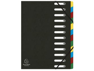 Exacompta HARMONIKA Voorordner Met Uitrekbare Rug, Karton, 12 indelingen, Zwart