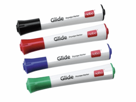 Viltstift Nobo whiteboard Glide rond assorti 3mm 4st