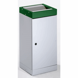 Afvalbakken voor kringloopmateriaal met tuimeldeksel apart, inhoud 70 l dekselkleur groen / blank aluminiumkleurig