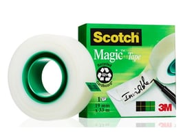Scotch® Tape 810 Plakband, Onzichtbaar, 19 mm x 33 m, Asgat 25 mm, Mat Transparant