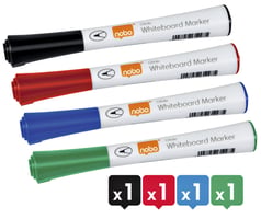Viltstift Nobo whiteboard Glide rond assorti 1mm 4st