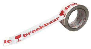 Waarschuwingstape 50mmx66m Breekbaar