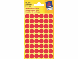 ETIKET AVERY ZWECK 3141 12MM ROOD 270ST artikel afbeelding