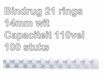 BINDRUG GBC 14MM 21RINGS A4 WIT artikel afbeelding