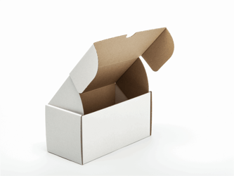 Postpack Fefco 0427 200x100x100mm, kleur wit/bruin, dikte E-Golf 1,5mm. artikel afbeelding