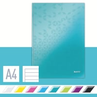 Notitieboek Leitz WOW A4 160blz 90gr lijn ijsblauw