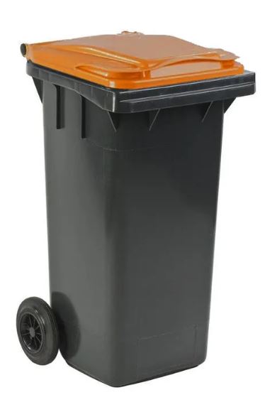 Afvalcontainer met oranje deksel