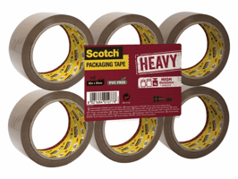 Verpakkingstape Scotch Heavy 50mmx66m bruin 6 rollen
