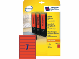 Rugetiket Avery Zweckform smal 38x192mm zelfklevend rood